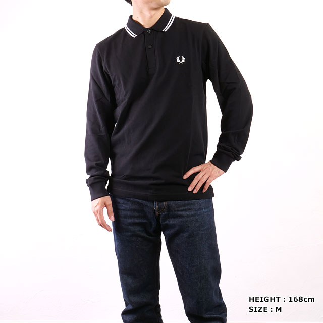 フレッドペリー FRED PERRY メンズ ロングスリーブ ツイン ティップド ポロシャツ M3636-350 LS TWIN TIPPED SHIRT トップス 長袖 鹿の子 BLACK 正規取扱店 | FRED PERRY | 07