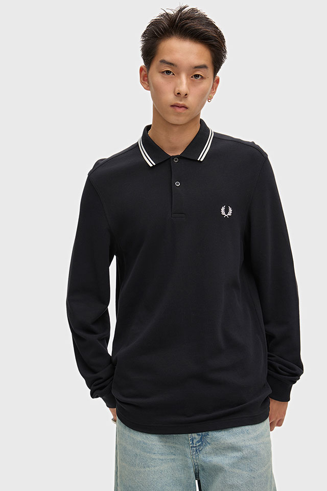 フレッドペリー FRED PERRY メンズ ロングスリーブ ツイン ティップド ポロシャツ M3636-350 LS TWIN TIPPED SHIRT トップス 長袖 鹿の子 BLACK 正規取扱店 | FRED PERRY | 08