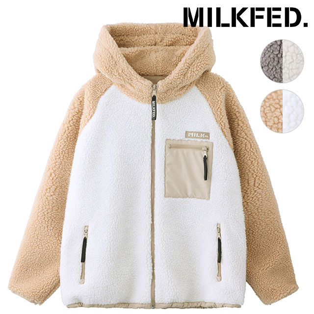 MILKFED. ミルクフェド レディース ボア ジップアップバイカラー