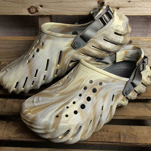 クロックス crocs サンダル エコー マーブル クロッグ 208454-2Y3 SS23 Echo Marbled Clog メンズ・レディース  軽量 オフィス履き Bone Multi