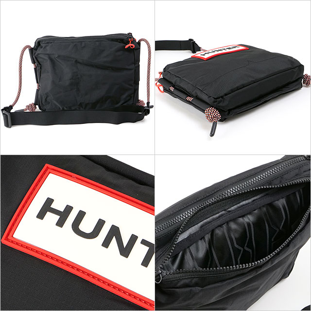 ハンター HUNTER トラベル リップストップ サコッシュ UBC1515NRS-RBO SS23 TRAVEL RIPSTOP SACOCHE 鞄 ボディバッグ ショルダーバッグ black red box logo | HUNTER | 02