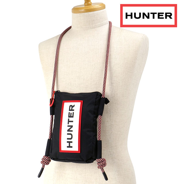 ハンター HUNTER トラベル リップストップ フォンポーチ UBP1514NRS-RBO SS23 TRAVEL RIPSTOP PHONE POUCH アクセサリポーチ スマホポーチ black red box logo | HUNTER