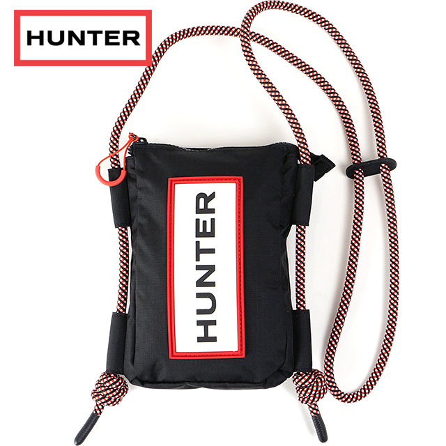 ハンター HUNTER トラベル リップストップ フォンポーチ UBP1514NRS-RBO SS23 TRAVEL RIPSTOP PHONE POUCH アクセサリポーチ スマホポーチ black red box logo | HUNTER | 01
