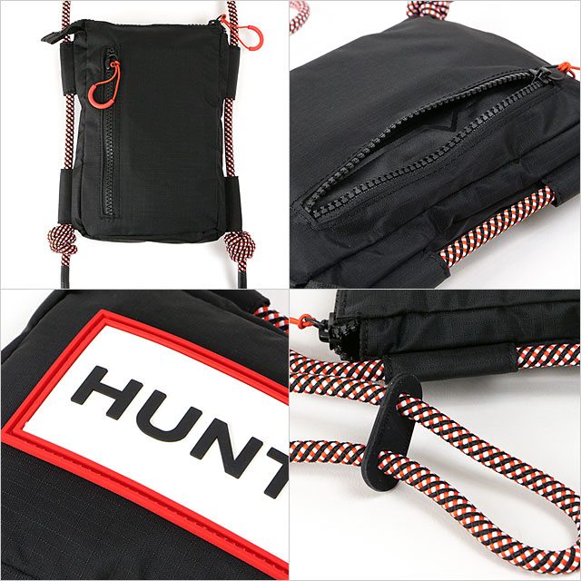 ハンター HUNTER トラベル リップストップ フォンポーチ UBP1514NRS-RBO SS23 TRAVEL RIPSTOP PHONE POUCH アクセサリポーチ スマホポーチ black red box logo | HUNTER | 02
