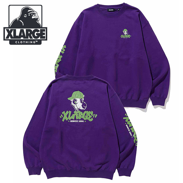 エクストララージ XLARGE メンズ タギングロゴ クルーネックスウェット 101231012028 SS23 TAGGING LOGO CREWNECK SWEAT トップス トレーナー PURPLE