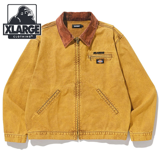 コラボ エクストララージ XLARGE メンズ ディッキーズ オーバーダイ ワークジャケット 101231021020 SS23 アウター ブルゾン YELLOW