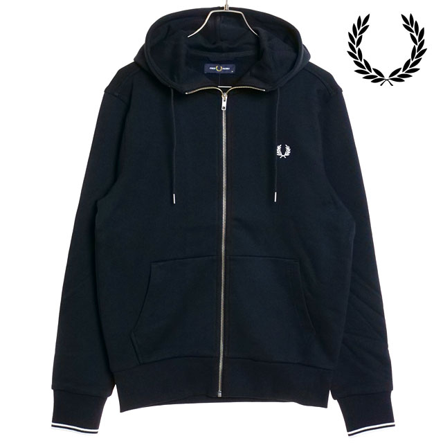 フレッドペリー FRED PERRY メンズ フーデッド ジップ スルー スウェットシャツ J7536-795 FW23 HOODED ZIP  THROUGH SWEATSHIRT NAVY 紺 ネイビー系