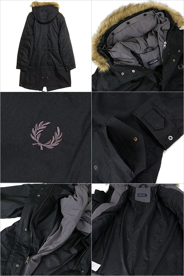 フレッドペリー FRED PERRY メンズ ジップイン ライナー パーカー J6504-184 FW23 ZIP-IN LINER PARKA  アウター 3WAY フィッシュテール モッズコート BLACK