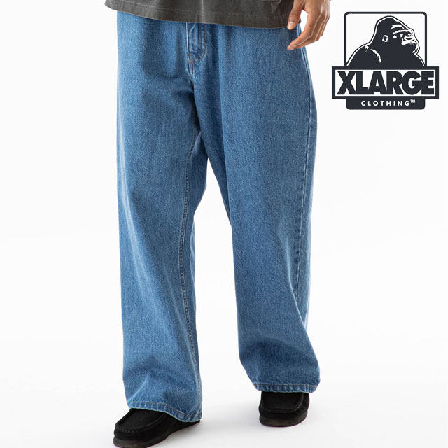 エクストララージ XLARGE メンズ LAステッチ ワイドレッグデニムパンツ 101233031015 FW23 ロングパンツ LtINDIGO｜mischief｜02