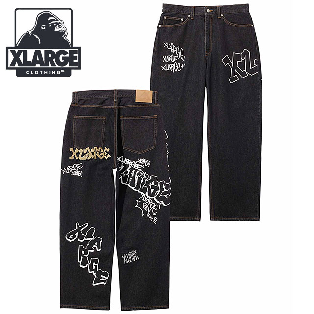 エクストララージ XLARGE メンズ グラフィティ デニムパンツ 101233031007 FW23 GRAFFITI DENIM PANTS x-large エックスラージ ボトムス ロングパンツ BLACK