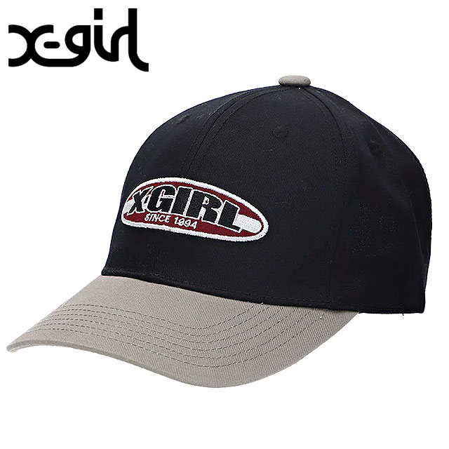 エックスガール X-girl レディース ラインオーバルロゴ 6パネルキャップ 105233051003 FW23 LINE OVAL LOGO 6PANEL CAP XGIRL 帽子 フリーサイズ BLACK｜mischief