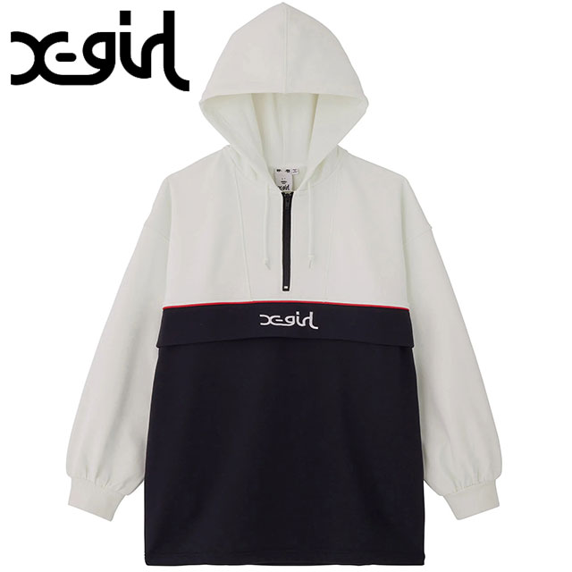 エックスガール X girl レディース バイカラーアノラック スウェットドレス 105233041006 FW23 BICOLOR ANORAK SWEAT DRESS XGIRL パーカー WHITE :10076607:ミスチーフ