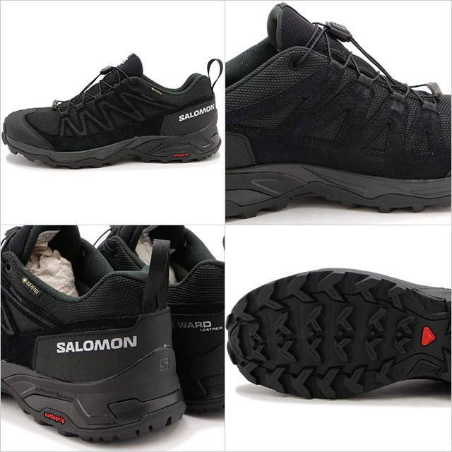 サロモン SALOMON メンズ トレイルランニングシューズ ゴアテックス L47182300 FW23 X WARD LEATHER GTX 防水 アウトドア Black Black Black 黒 ブラック系｜mischief｜03