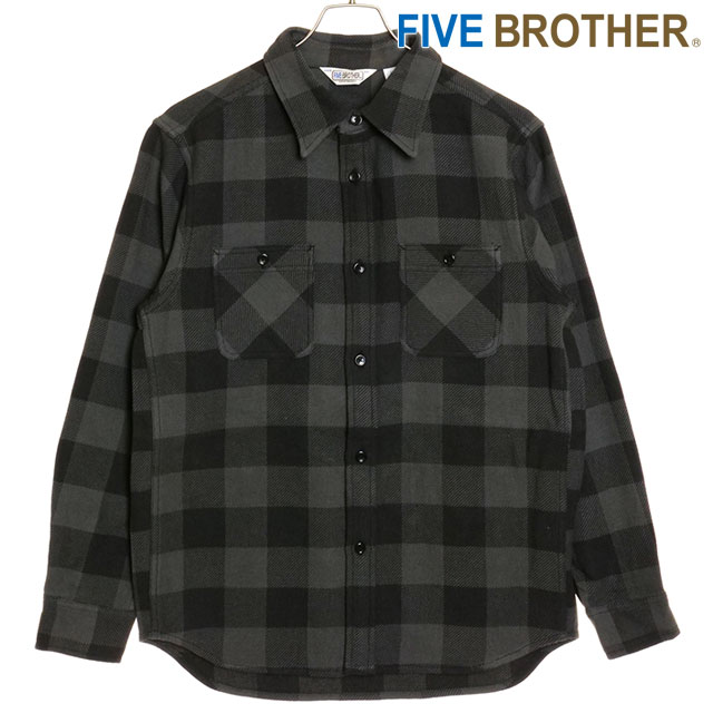 ファイブブラザー FIVE BROTHER メンズ ヘビーフランネル ワークシャツ