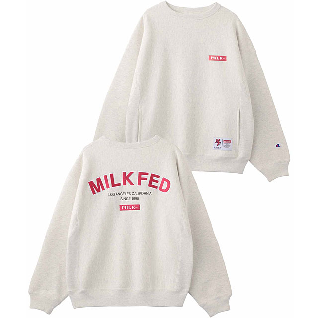 コラボ ミルクフェド MILKFED. レディース チャンピオン スウェットトップ 103233012006 FW23 トップス トレーナー  クルーネック