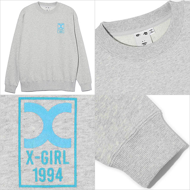 エックスガール X-girl レディース エックスフェイス スウェットトップ 105234012003 HO23 X-FACE SWEAT TOP xgirl トップス トレーナー ASH｜mischief｜03