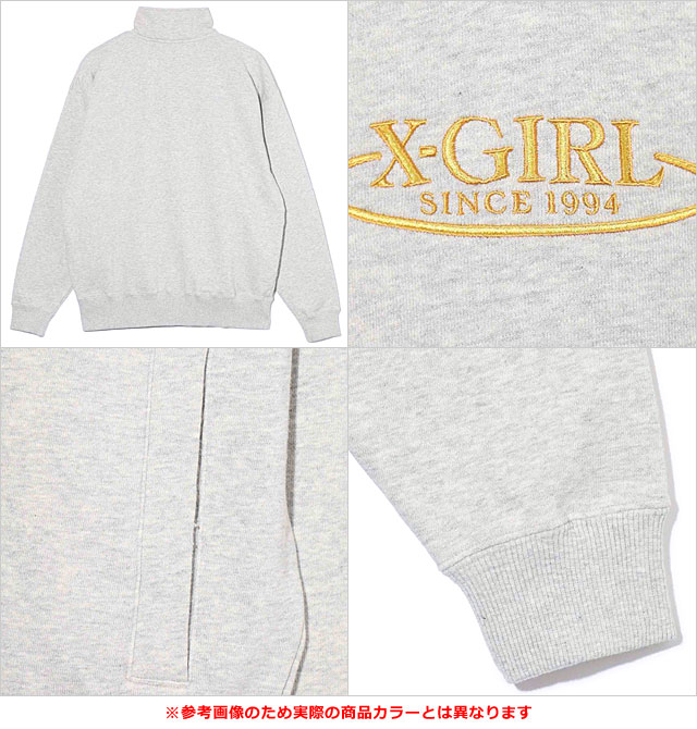 エックスガール X-girl レディース オーバルロゴ ハーフジップ 