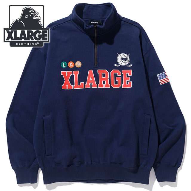国内発送【X-LARGE】ロゴ ハーフジップ スウェット プルオーバー 楽天市場】エクストララージ XLARGE メンズ ハーフジッププル