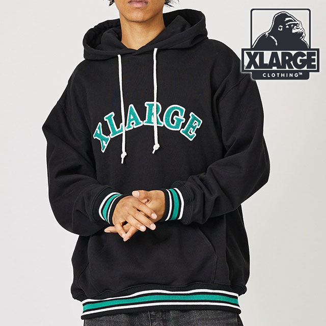 エクストララージ XLARGE メンズ ストライプドリブ フーデッド