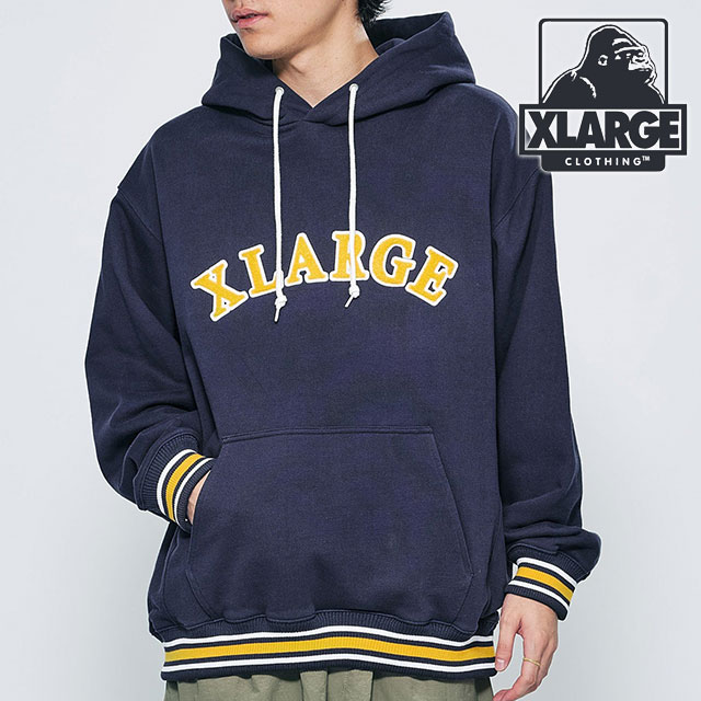 エクストララージ XLARGE メンズ ストライプドリブ フーデッド