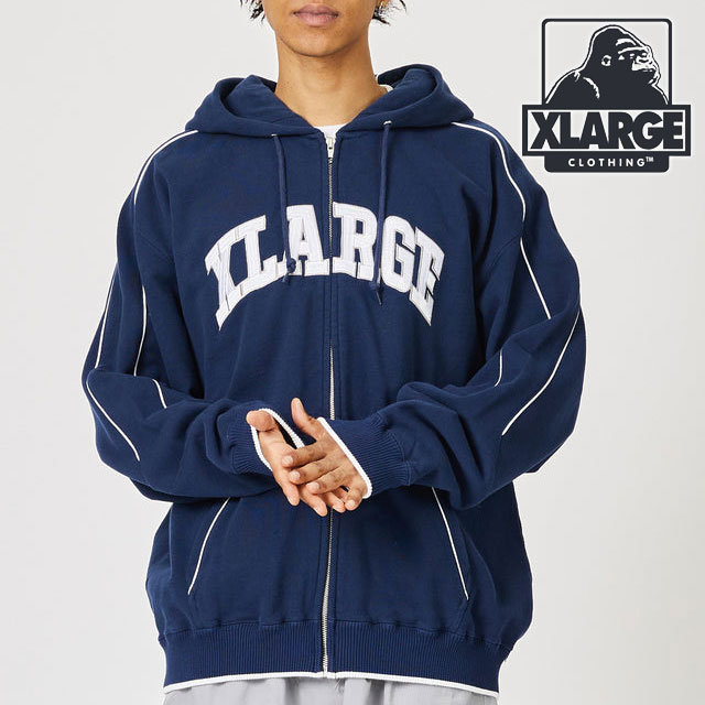 エクストララージ XLARGE メンズ パイピング ジップアップフーデッド