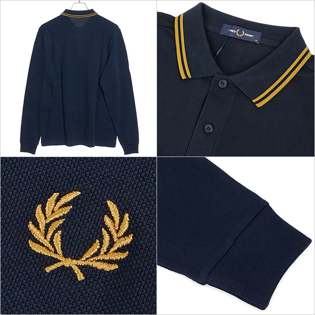 FRED PERRY/フレッドペリー別注 ロングスリーブポロシャツ　ネイビー　L FRED PERRY（フレッドペリー） メンズ ロングスリーブ ツインティップ