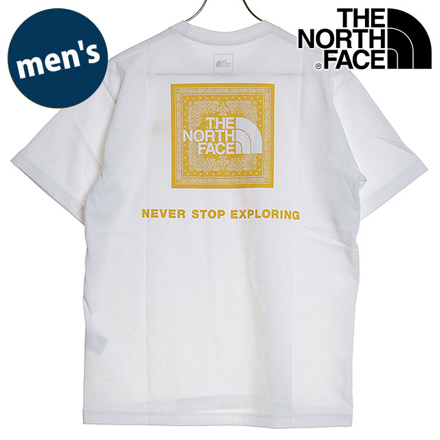 ザ・ノース・フェイス THE NORTH FACE メンズ ショートスリーブバンダナスクエアロゴティー NT32446-W SS24 S S Bandana Square Logo Tee Tシャツ ホワイト｜mischief