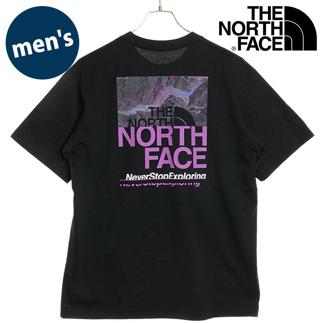 ザ・ノース・フェイス THE NORTH FACE メンズ ショートスリーブハーフスウィッチングロゴティー NT32458-K SS24 半袖 Tシャツ アウトドア ブラック