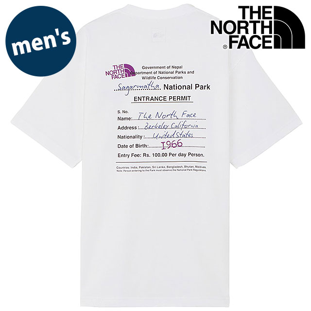 ザ・ノース・フェイス THE NORTH FACE メンズ ショートスリーブエントランスパーミッションティー NT32439-W SS24 半袖 Tシャツ アウトドア ホワイト