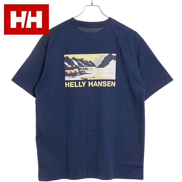 ヘリーハンセン HELLY HANSEN メンズ ショートスリーブHHランドスケープティー HH62411-ON SS24 半袖 Tシャツ UVカット 速乾 オーシャンネイビー｜mischief