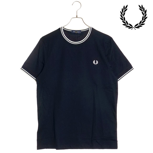 フレッドペリー FRED PERRY メンズ ツイン ティップド Tシャツ M1588-795 SS24 TWIN TIPPED T-SHIRT トップス 半袖 クルーネック NAVY｜mischief｜02