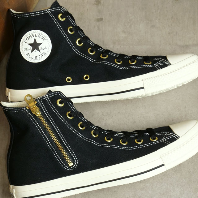 コンバース CONVERSE スニーカー オールスター ゴールドジップ ハイカット 31312240 SS24Q2 ALL STAR GOLDZIP  HI メンズ・レディース 靴 サイドジップ BLACK