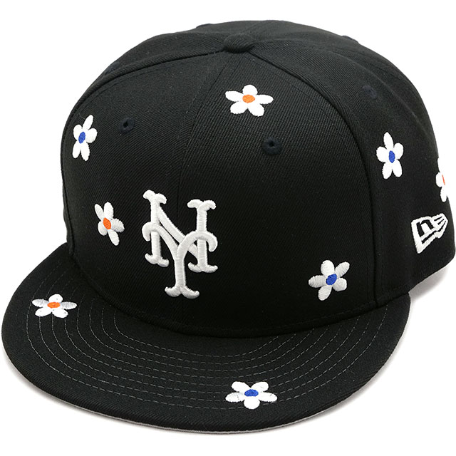 ニューエラ NEWERA キャップ ニューヨーク・メッツ 14109895 SS24 59FIFTY FLOWER EMBROIDERY メンズ・レディース 帽子 花柄 モノグラム刺繍 ブラック｜mischief