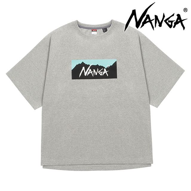 ナンガ NANGA メンズ エコハイブリッド ボックスロゴ ルーズフィットティー NW2311-1G209 SS24 半袖Tシャツ ルーズシルエット アウトドア L.GRY×TRQ｜mischief｜02