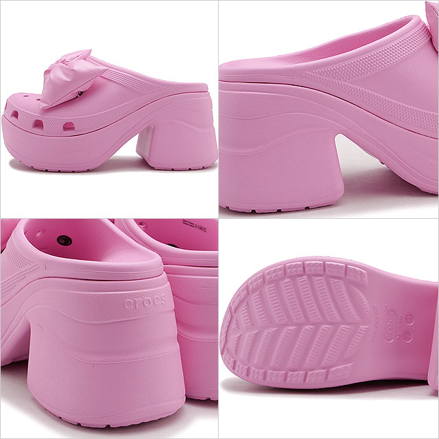 クロックス crocs レディース サンダル サイレン ボウ クロッグ 210000-6WY SS24 Siren Bow Clog 厚底サンダル  リボン Pink-Tweed