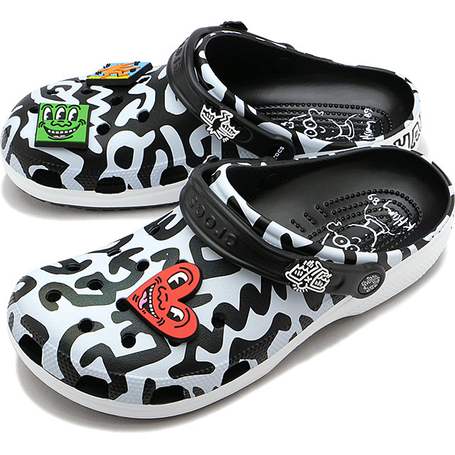 クロックス crocs へリング クラシック クロッグ 209488-001 Haring Classic Clog メンズ・レディース EVAサンダル キース・へリング コラボ Black 正規取扱店 | 