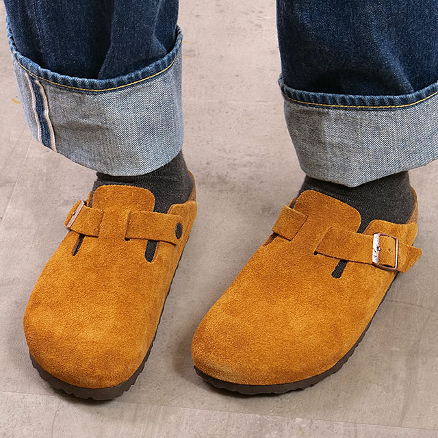 サンダル・ミュール Birkenstock Boston Bs Leather Sabot Boston Mixed Leather New Navy | BIRKENSTOCK
