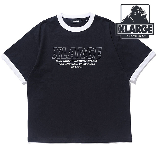 エクストララージ XLARGE メンズ ストアアドレス リンガーショートスリーブTシャツ 101242011003 SU24 TEE x-large エックスラージ トップス 半袖 BLACK｜mischief