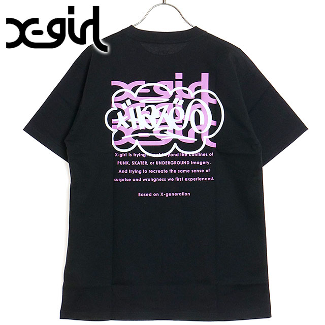 エックスガール X-girl レディース ヘイズ ショートスリーブTシャツ 105242011045 SS24SPOT 半袖 エリック・ヘイズ コラボ BLACK｜mischief