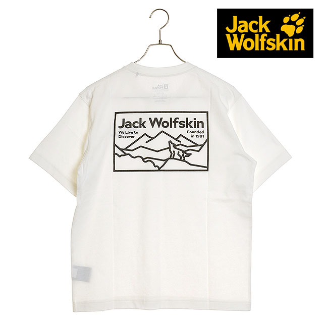 ジャックウルフスキン Jack Wolfskin JP ラインアートウルフ ショートスリーブTシャツ 5034051-5055 JP LINEART WOLF SS T 流通限定 OFF-WHITE 正規取扱店 | Jack Wolfskin | 01