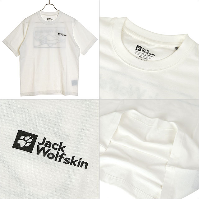 ジャックウルフスキン Jack Wolfskin JP ラインアートウルフ ショートスリーブTシャツ 5034051-5055 JP LINEART WOLF SS T 流通限定 OFF-WHITE 正規取扱店 | Jack Wolfskin | 02