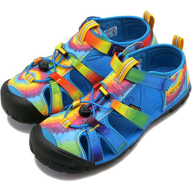 キーン KEEN サンダル ビッグキッズ シーキャンプツー シーエヌエックス 1025152 SS24 KIDS Youth SEACAMP II CNX ユース 子供靴 VIVID-BLUE ORIGINAL-TIE-DYE｜mischief