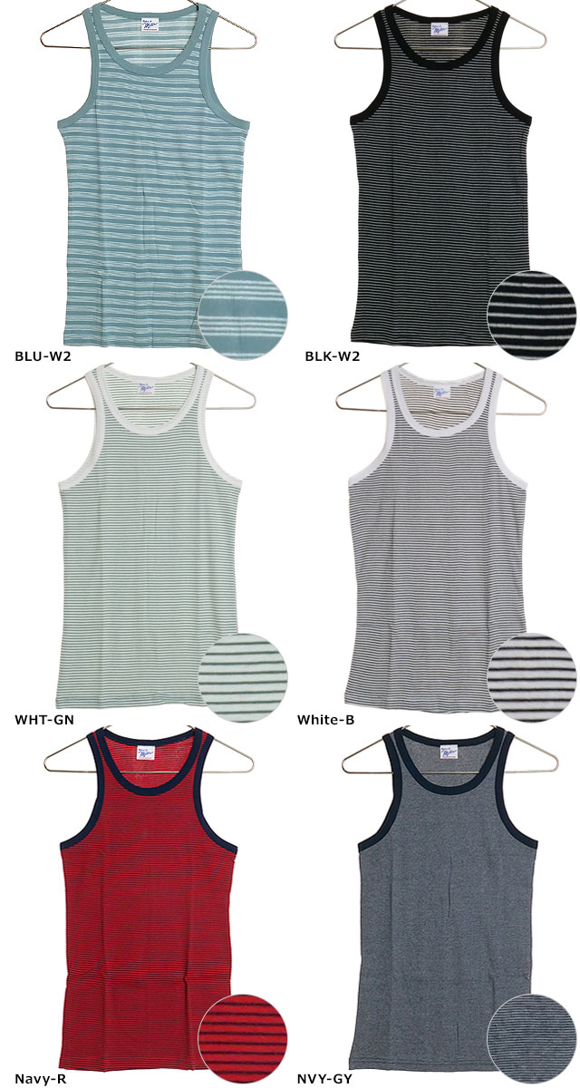 ロバートピーミラー Robert P. Miller パネルリブド タンクトップ 110C Panel ribbed tank top メンズ インナー ノースリーブ リブ編み ストライプ 正規取扱店 | Robert P. Miller | 08