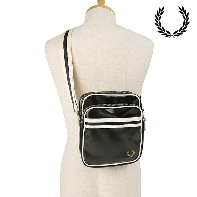 �t���b�h�y���[ FRED PERRY �N���V�b�N�T�C�h�o�b�O L8258-D57 FW24 3L CLASSIC SIDE BAG �����Y�E���f�B�[�X �� �V�����_�[�o�b�O TPU BLACK ECRU ���K�戵�X