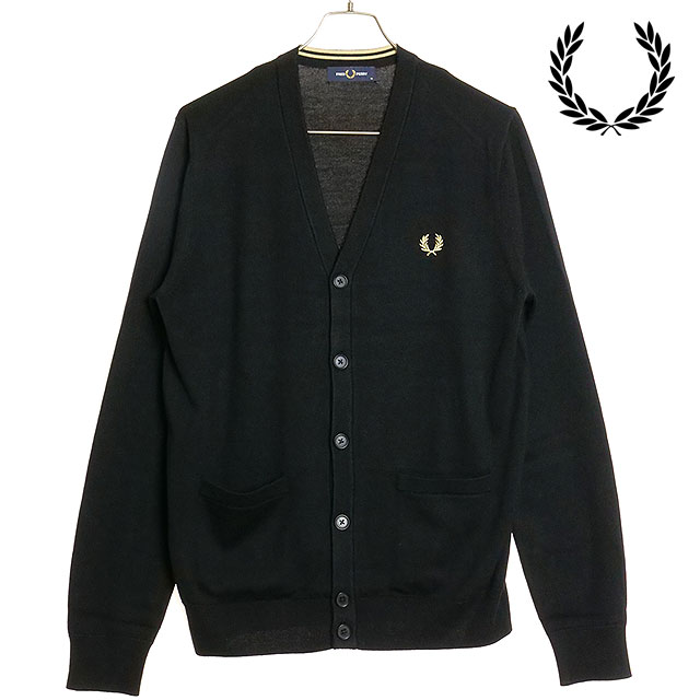 フレッドペリー FRED PERRY クラシックカーディガン K9551-198 CLASSIC CARDIGAN メンズ トップス ニット Vネック BLACK 正規取扱店 | FRED PERRY