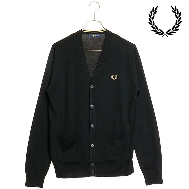 フレッドペリー FRED PERRY クラシックカーディガン [K9551-198 FW24] CLASSIC CARDIGAN メンズ トップス ニット Vネック BLACK FRED PERRY（フレッドペリー） クラシックカーディガン K9551-198 FW24
