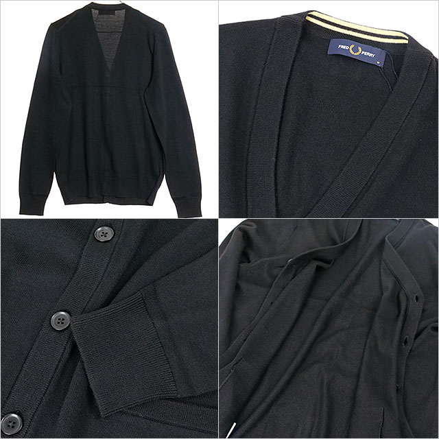 フレッドペリー FRED PERRY クラシックカーディガン K9551-198 CLASSIC CARDIGAN メンズ トップス ニット Vネック BLACK 正規取扱店 | FRED PERRY | 02