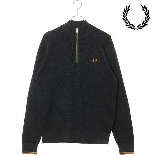 フレッドペリー FRED PERRY メンズ ワッフルステッチ ハーフジップジャンパー K8557-102 WAFFLE STITCH HALF ZIP JUMPER BLACK 正規取扱店 | FRED PERRY | 01
