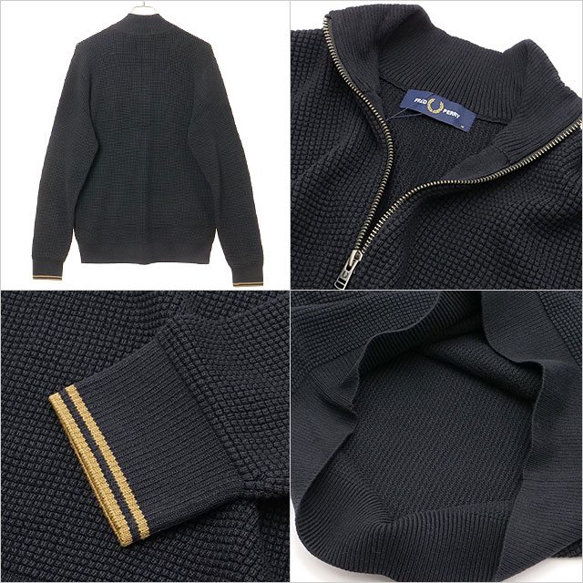 フレッドペリー FRED PERRY メンズ ワッフルステッチ ハーフジップジャンパー K8557-102 WAFFLE STITCH HALF ZIP JUMPER BLACK 正規取扱店 | FRED PERRY | 02