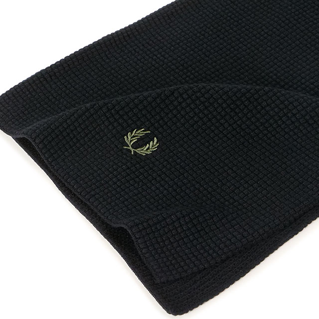 フレッドペリー FRED PERRY ワッフルニットスカーフ C8150-102 WAFFLE KNIT SCARF メンズ・レディース 小物 アクセサリー ニットマフラー 防寒 BLACK 正規取扱店_3